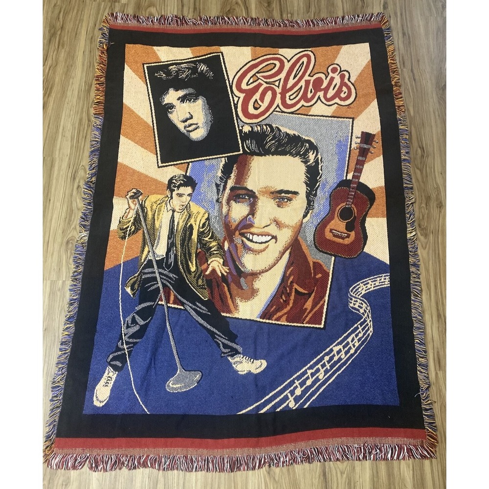 Elvis Presley Throw Blanket Tapestry Double Woven 48 x 70" Guitar 1950s Elvis
